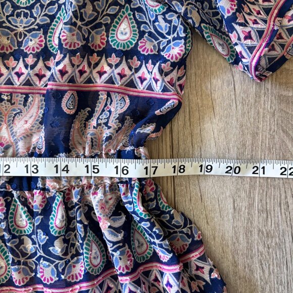 Eliza J Boho Maxi Cover-Up Dress with Paisley Print Size 14 Sheer Casual Beach - Picture 7 of 16